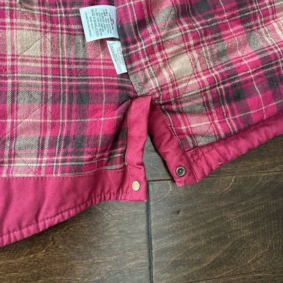 CE Schmidt Jacket Womens 3X Pink Red Canvas Barn Chore Coat Flannel Lined Hooded - Picture 4 of 9